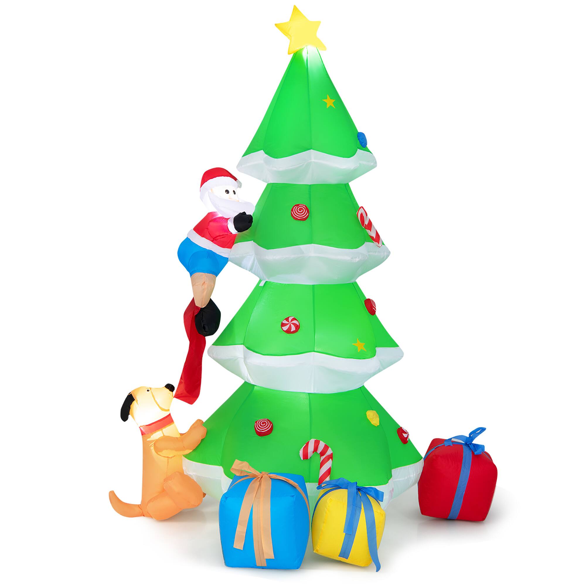 Alt View 20. Costway - 7 FT Inflatable Christmas Tree with Santa Claus & Dog Self-inflating Decoration - Multicolor.