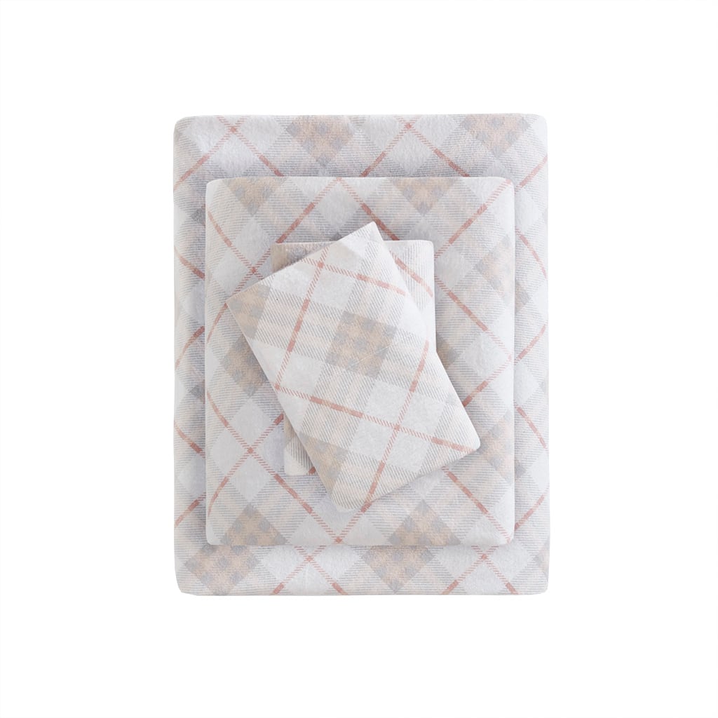 Gracie Mills - Persephone Cotton Flannel Sheet Set - Pink Plaid - Thumbnail 3