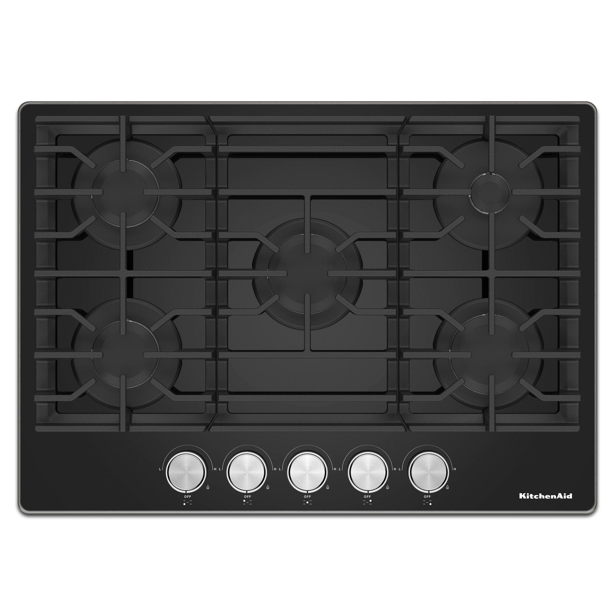 Front. KitchenAid - 30" Built-In Gas Cooktop with 18K BTU Burner - Black.