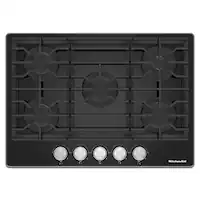 KitchenAid - 30" Built-In Gas Cooktop with 18K BTU Burner - Black - Front_Zoom