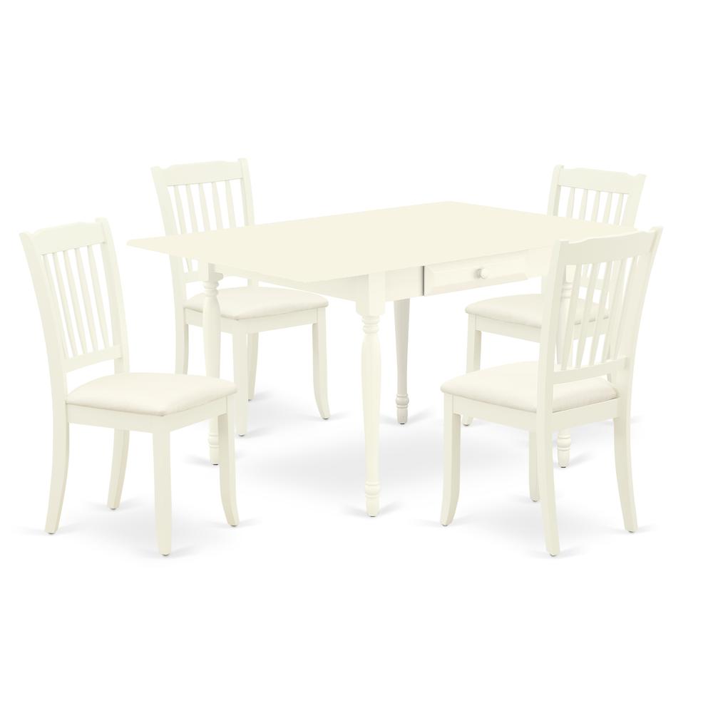 Left. East West Furniture - Dining Room Set Linen White - Brown.