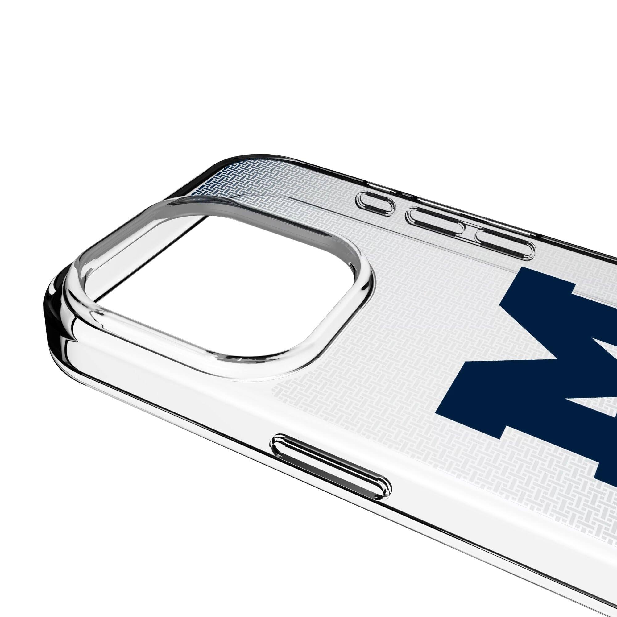 Alt View 2. Keyscaper - Michigan Wolverines Linen Logo iPhone Clear Case - 13 Pro - Multicolor.