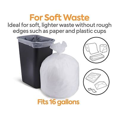 For Soft Waste  
Ideal for soft, lighter waste without rough edges such as paper and plastic cups  
Fits 16 gallons