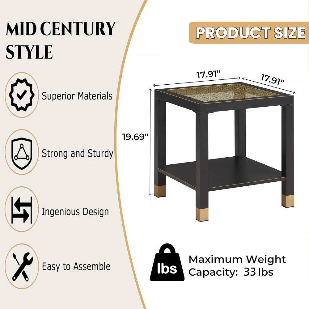 MID CENTURY STYLE  
Superior Materials  
PRODUCT SIZE  
17.91" x 17.91"  
19.69"  
Strong and Sturdy  
Ingenious Design  
Easy to Assemble  
Maximum Weight Capacity: 33 lbs