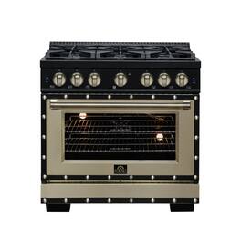 Forno Appliances - 36 in. Wide 6 Burner Ambassador 5.2 Cu. Ft. Freestanding Gas Convection Range - Black