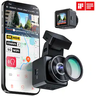 Vantrue - E1 PRO 4K 30FPS HDR Mini Front Dashcam, STARVIS 2, Night Vision, Parking Mode, 5GHz Wi-Fi&GPS - Black