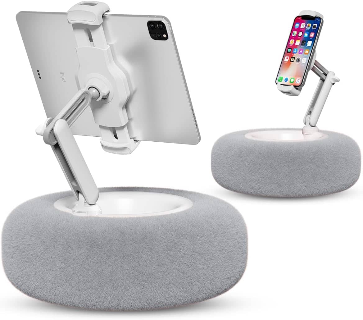 FINEAK - 360° Adjustable Tablet Pillow Stand with Detachable Bowl - Gray