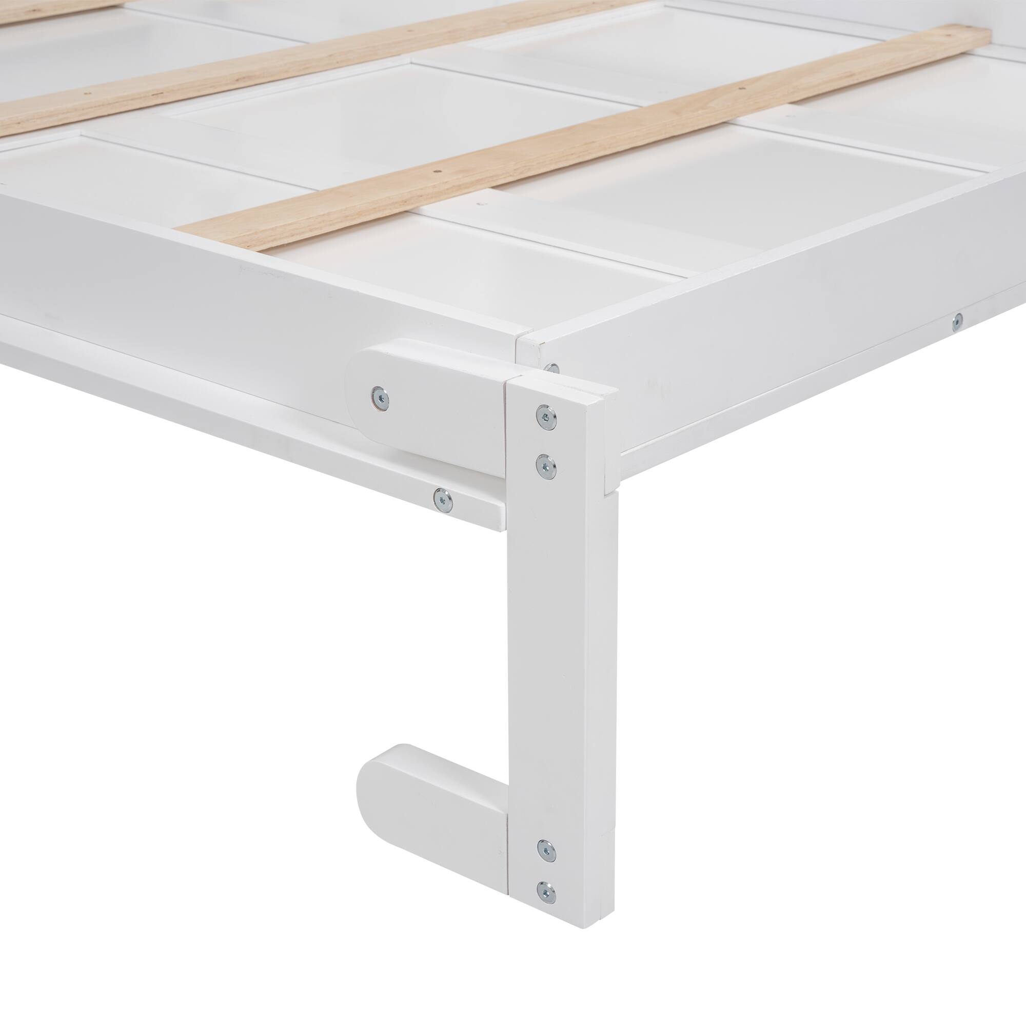 Alt View 10. Tiramisubest - Full Size White Murphy Bed with Shelves & LED Lights, Solid Wood+MDF, Space-Saving - White.
