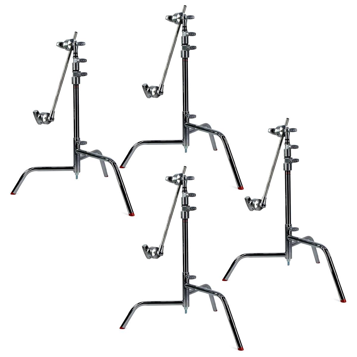 Front. Matthews - Matthews 20" C+ Stand with Turtle Base and Grip Head and Arm, Chrome, 4-Pack.