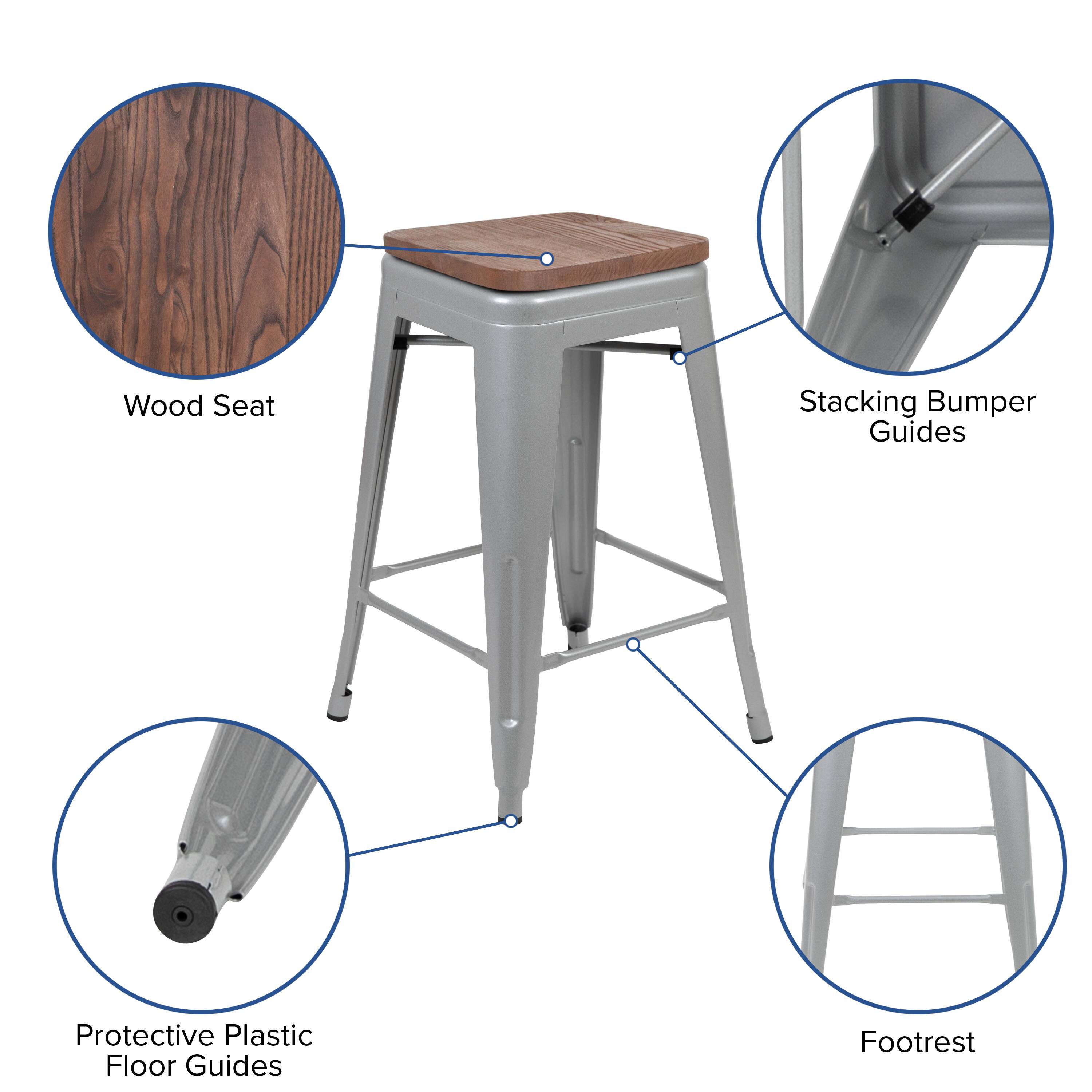 Wood Seat  
Stacking Bumper Guides  
Protective Plastic Floor Guides  
Footrest