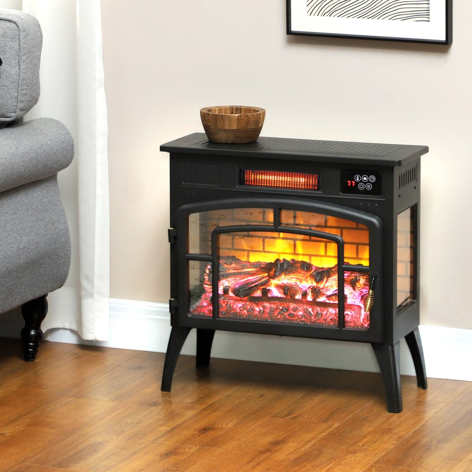 Alt View 1. Ecooso - 22" Fireplace Heater with Realistic Flame Effect, Overheating Protection & Adjustable Temperature for Indoor, 1500W - Black.