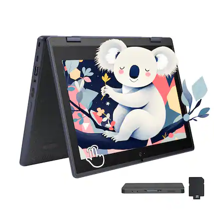 Front. ASUS - ASUS 11.6" 2-in-1 Touch Laptop,Intel Celeron N100,4GB RAM,256GB SSD+160GB Dock Set,Intel UHD Graphics,Win 11 Pro,Gray - Gray.
