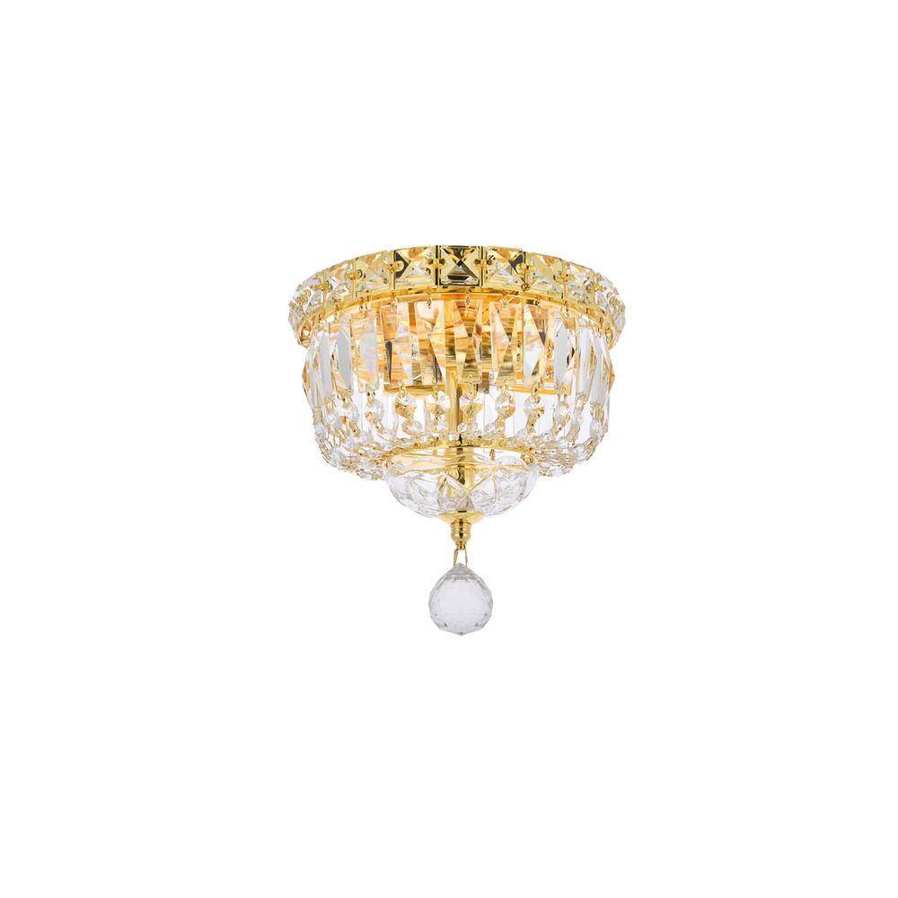 Back. Elegant Lighting - Tranquil 2 light Gold Flush Mount Clear Royal Cut Crystal - Gold.