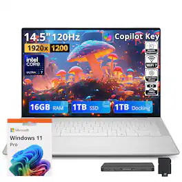 Dell - Upgraded - XPS 14 14.5" Laptop,Core Ultra 7 255H,16GB RAM,1TB SSD+1TB Dock Set,Backlit,Fingerprint,WiFi 7,Win11 Pro - Platinum