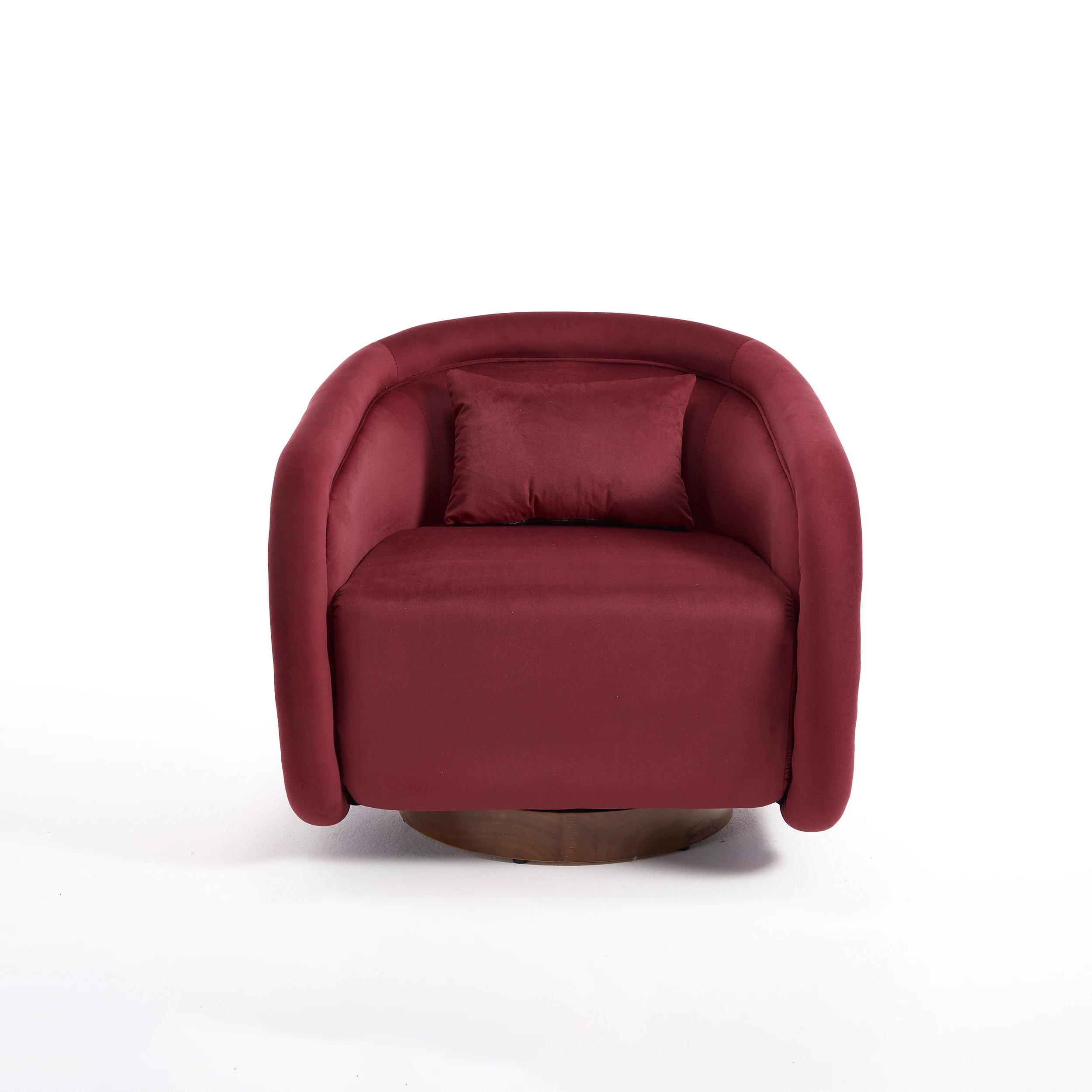 Back. Lirago - 30" Wide Swivel Accent Chair 360° Swivel Barrel Chair with Velvet Upholstery Red - Red.