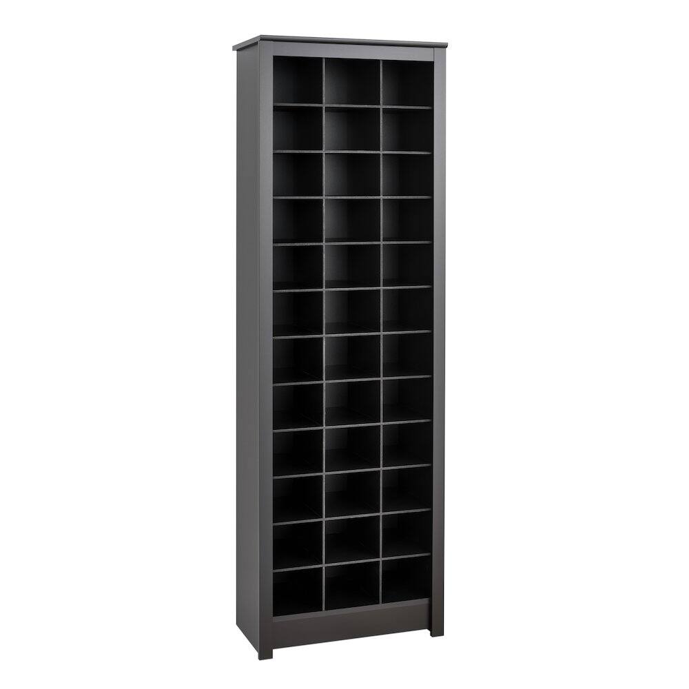 Front. Prepac - Space-Saving Shoe Storage Cabinet, Black - Black.