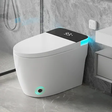 Front. Vipbear - Smart Toilet with Heated Seat & Auto Flushing, Night Light, Remote Control, Water-Saving Siphon Dual Flush(No bidet) - White.