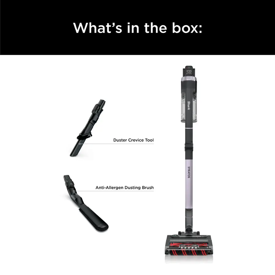 What's in the box: Shark Duster Crevice Tool, Anti-Allergen Dusting Brush.