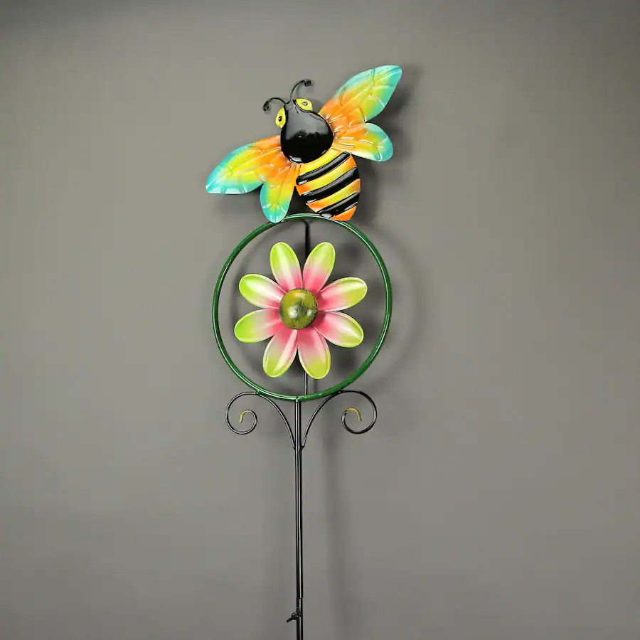 Direct International 55 Inch Bumble Bee Flower Kinetic Wind Spinner direct-international-55-inch-bumble-bee-flower-kinetic-wind-spinner
