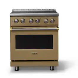 Viking - 30"W. Pro5S 4.7 Cu. Ft. Freestanding 4 Element Electric Convection Range - /Brushed Brass - Golden Hour