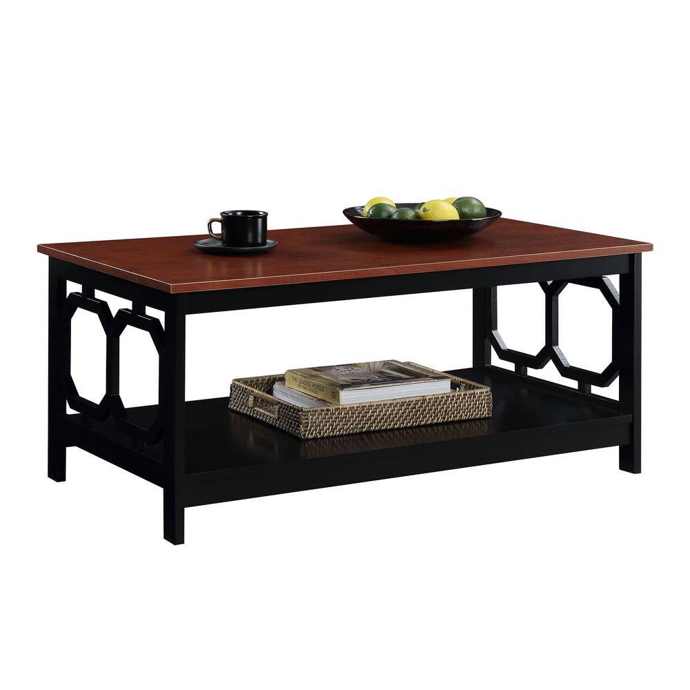 Back. Convenience Concepts - Omega Coffee Table with Shelf Cherry/Black - Cherry/Black.