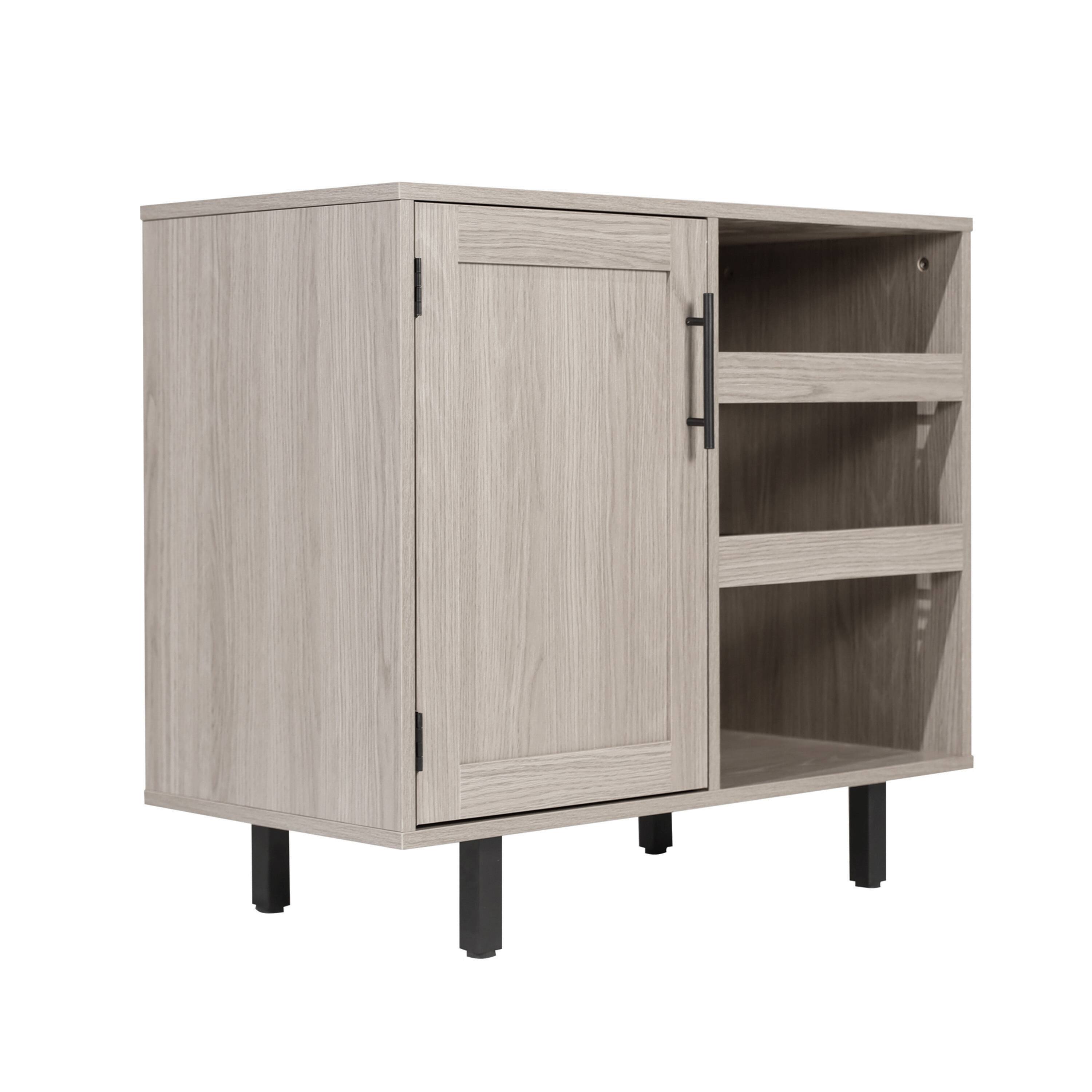 Alt View 1. Emma + Oliver - Classic Sideboard and Bar Cabinet with Open and Closed Storage - Gray.