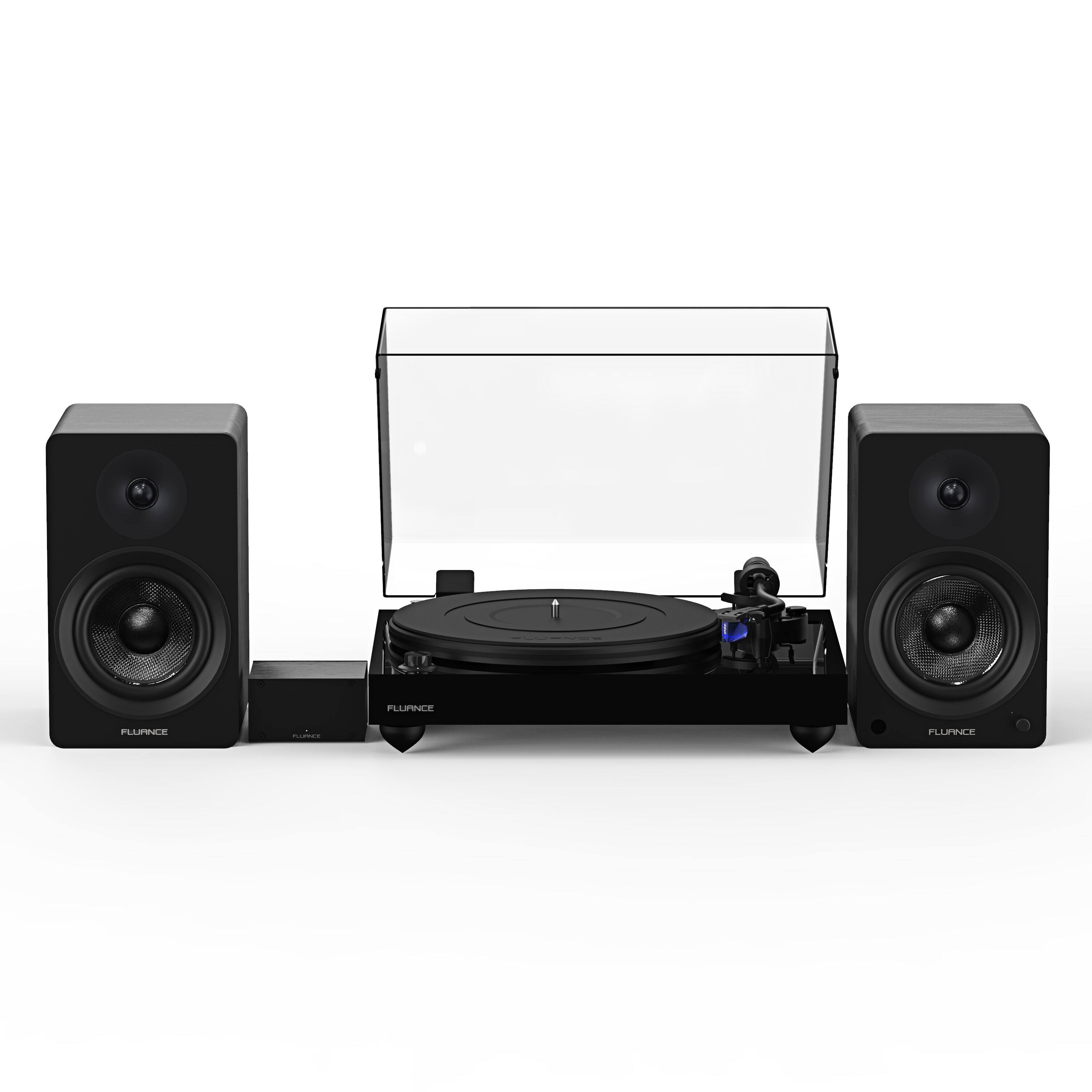 Fluance - RT84 Reference High Fidelity Vinyl Turntable, PA10 Phono Preamp and Ai41 Powered 5" Stereo Bookshelf Speakers - Piano Black