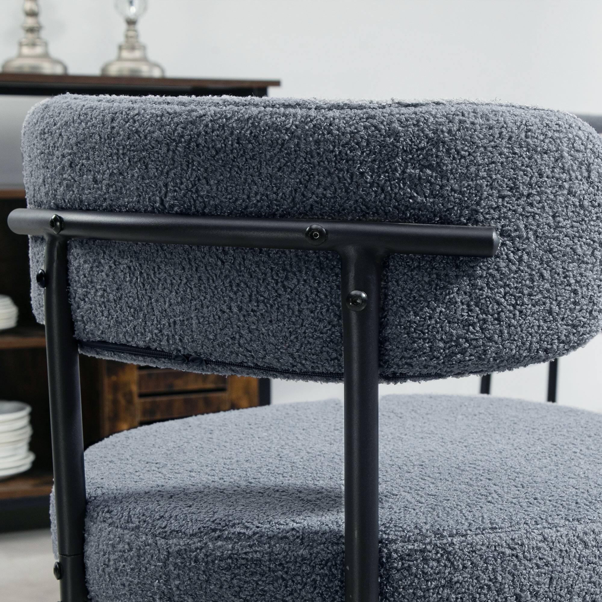 Alt View 7. Homcom - Modern Upholstered Kitchen Chairs - Gray.