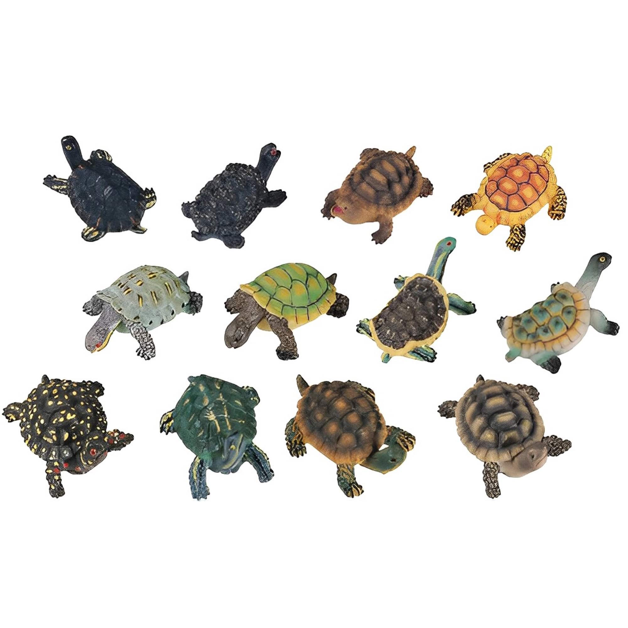 FC Design - 12-PC Cute Turtle 2"H Mini Turtle Figurine Set Office Desk Tabletop Home Decor Gift - Multi-Color