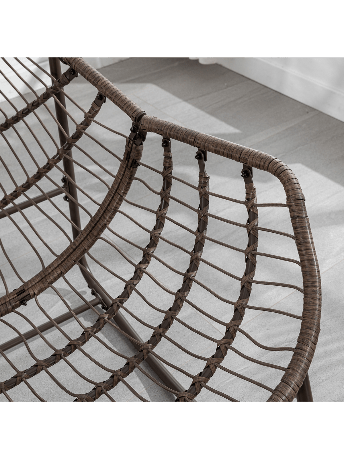 Alt View 1. Trinkets Crazed - Outdoor Patio Rocking Chair, Comfy Wicker Rocker Chair With Padded Cushion, Oversized Rattan Papasan Egg Chair - Beige.