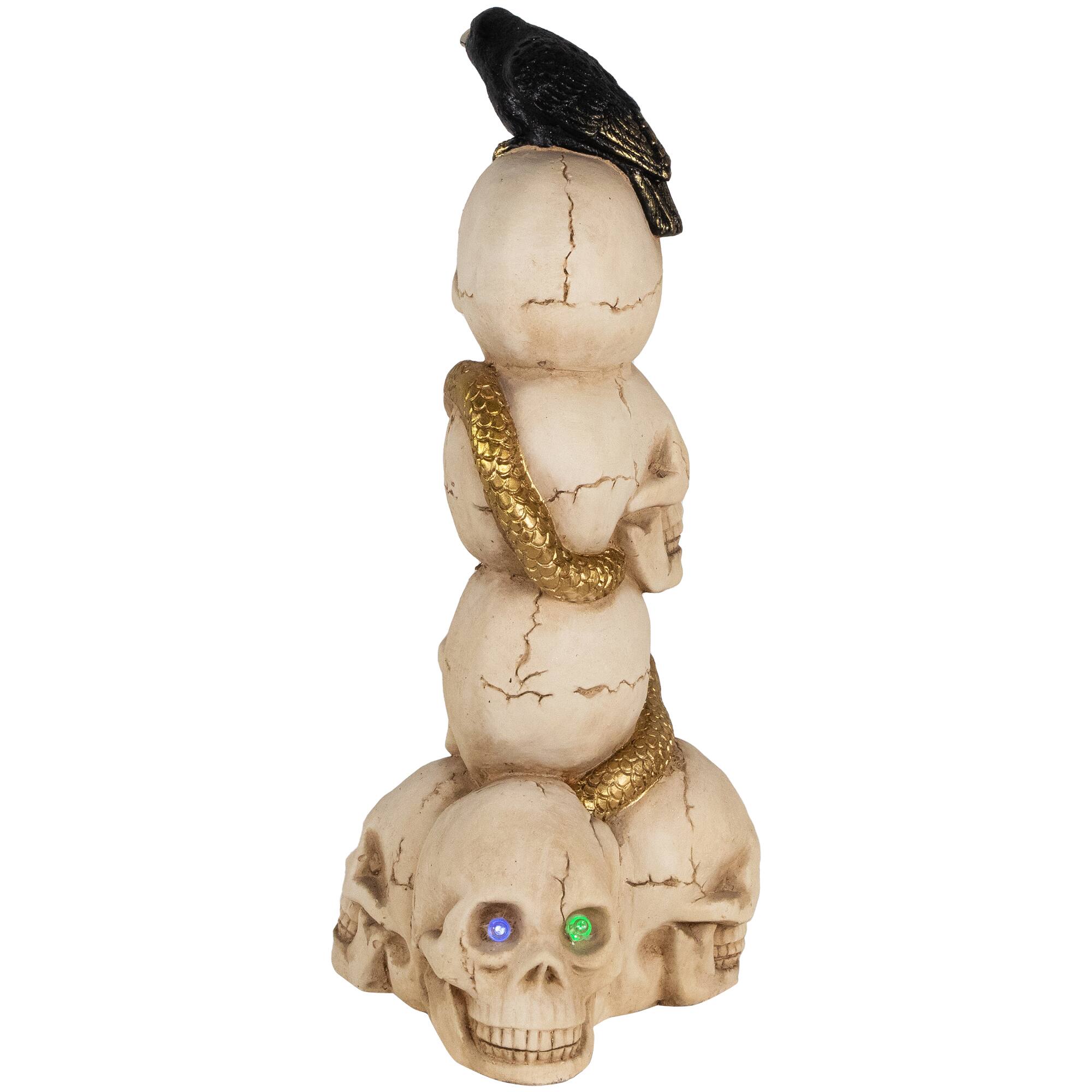 Alt View 7. Northlight - LED Lighted Skull Tower with Raven and Snake Halloween Decoration - 27.5" - Multicolor - Beige.