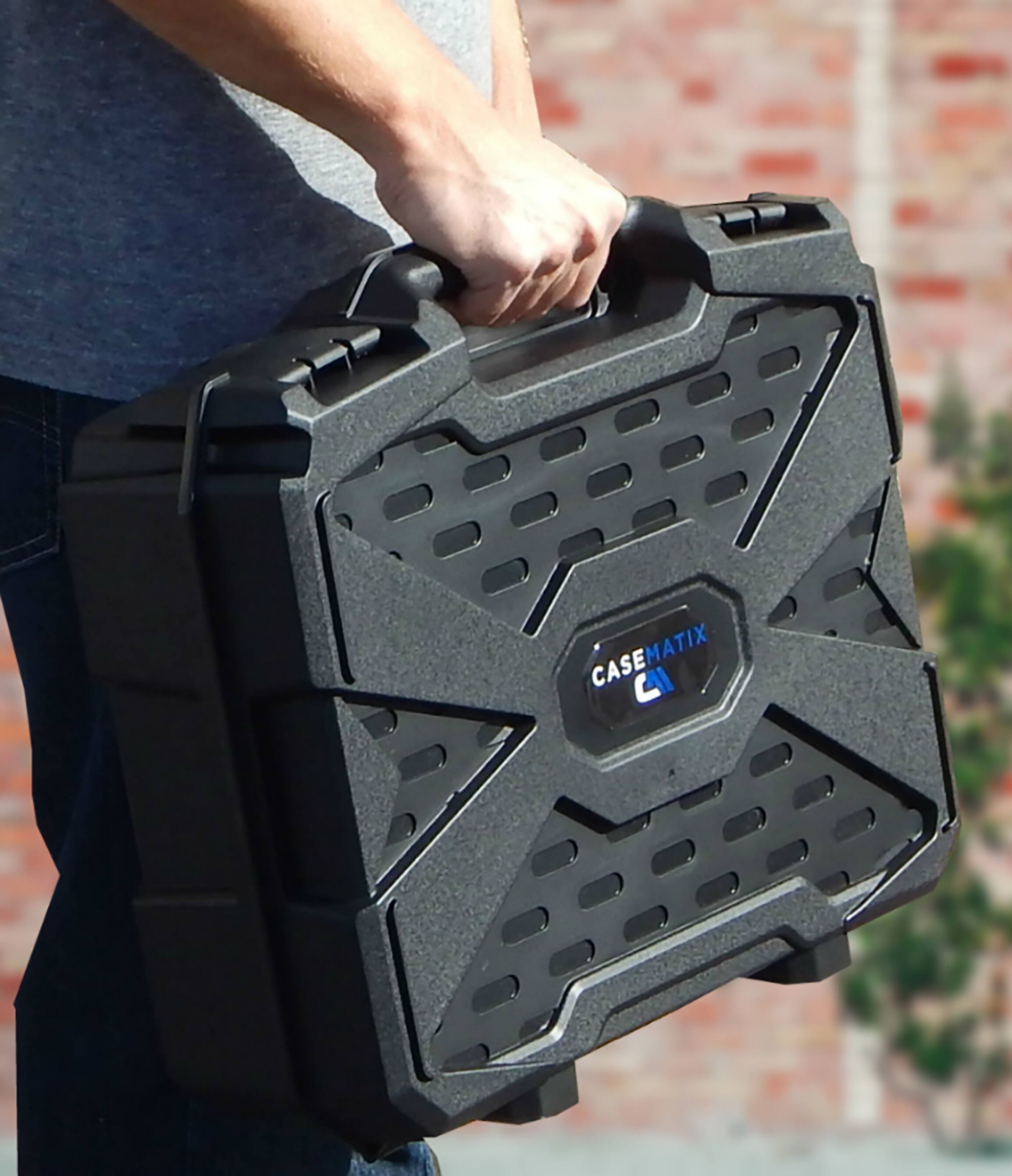 Alt View 2. CASEMATIX - Hard Travel Case Compatible with PS4 Slim Console – Fits PlayStation 4 Slim 1TB, Controllers, Games & Cables - Black.