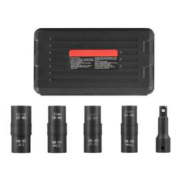 LOVMOR - Lug Nut Impact Socket Set 1 2 Drive Metric SAE 6 Point Flip Socket