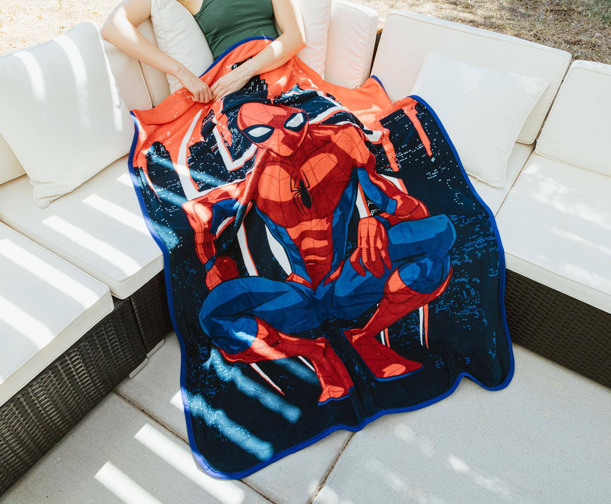 Alt View 2. Silver Buffalo - Marvel Spider-Man Skyline Pose Fleece Throw Blanket | 45 x 60 Inches - Multi-Colored.