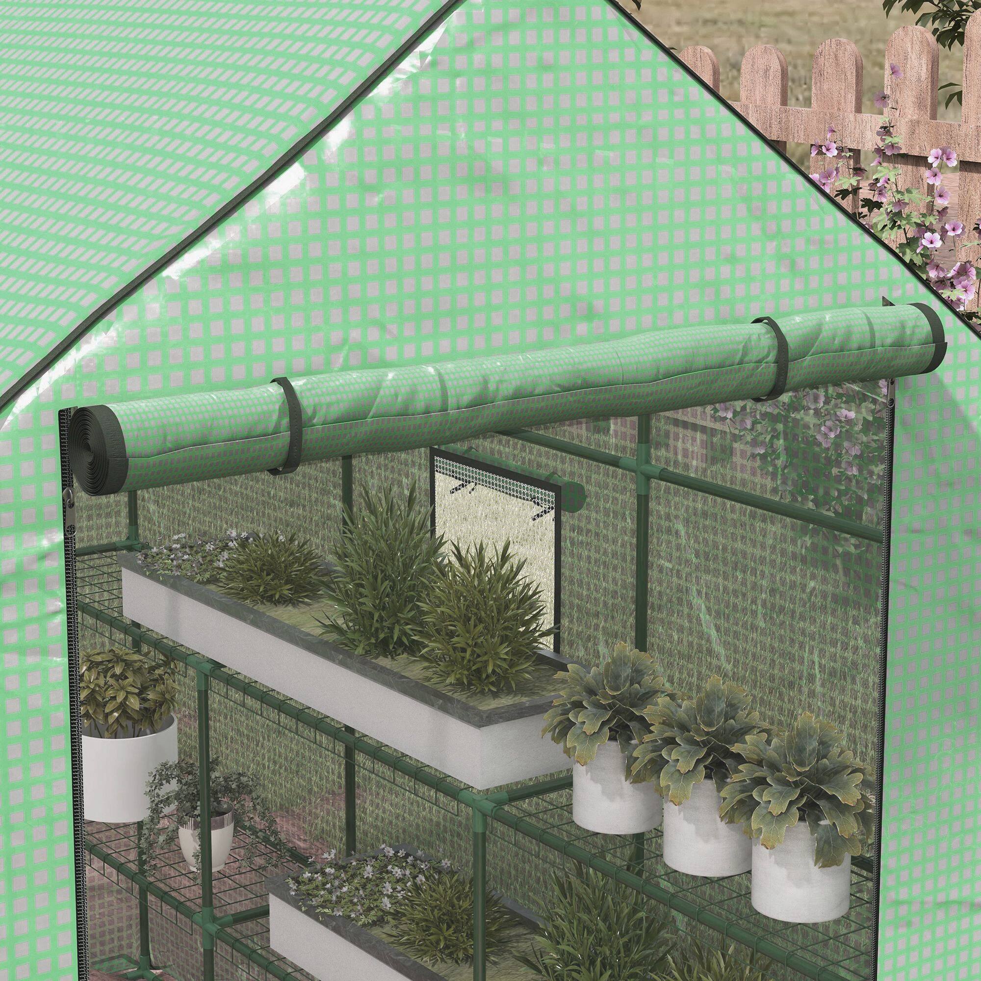 Alt View 7. Outsunny - 4.6' x 4.7' Portable Greenhouse, Water/UV Resistant Walk-In Small Outdoor Green House.