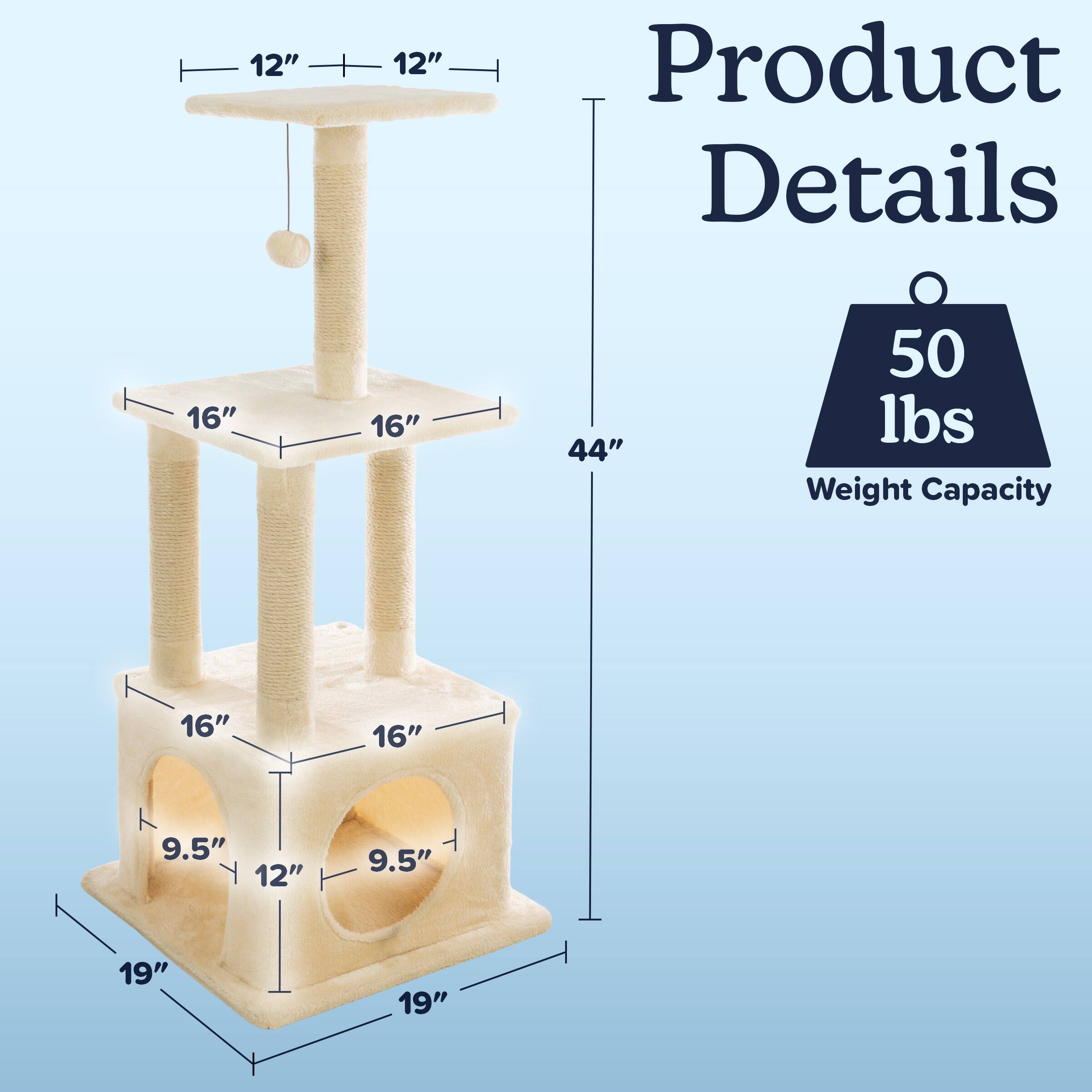 12" x 12"  
16" x 16"  
44"  
50 lbs Weight Capacity  
9.5" x 12" x 9.5"  
19" x 19"