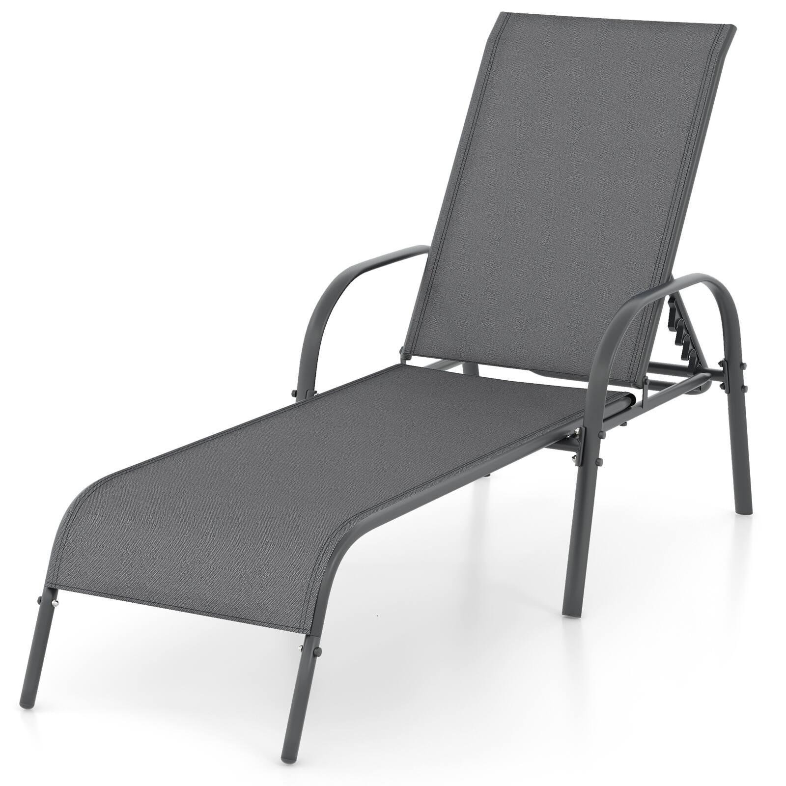 Alt View 5. Gymax - Gymax 2PCS Patio Lounge Chair Chaise w/ Adjustable Reclining Armrest Turquoise - Gray.