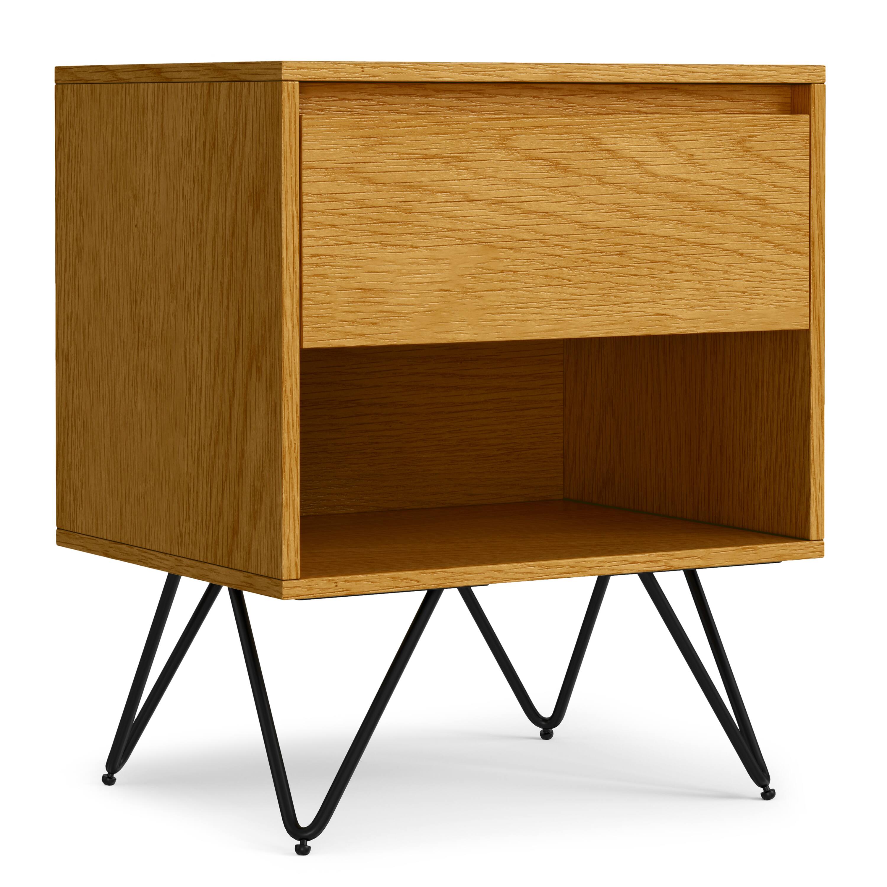 Front. Simpli Home - Hunter  20 inch Wide Industrial Nightstand in Oak - Oak.