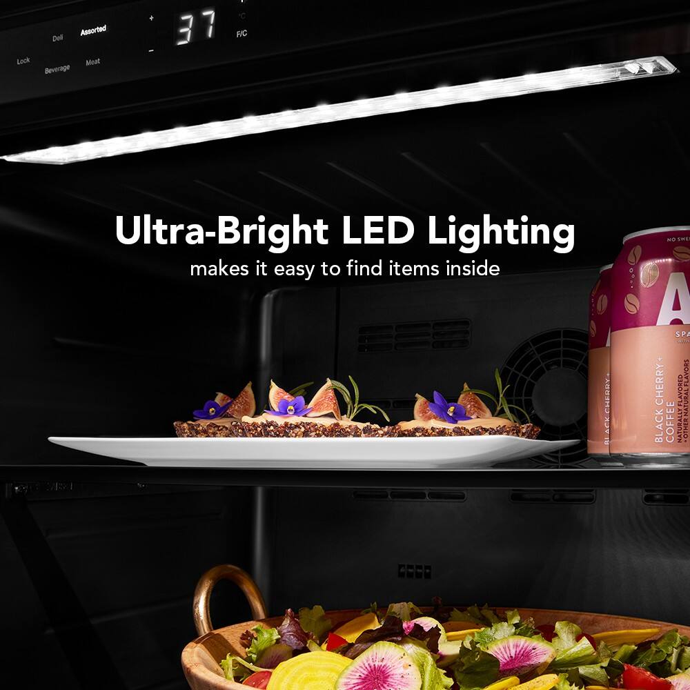 Ultra-Bright LED Lighting makes it easy to find items inside

Assorted Dell Lock Meat Beverage 37 F/C

CHERRY ACK: SmS A SPA -N + CHERRY FLAVORS LAVORED E NATURAL BLACK COFFEE NATURALLY OTHER