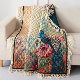 BreeBe - Eden Peacock Accessory Throw - Ecru