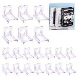 Unique Bargains - 20pcs Book Display Stands, 2" Adjustable Display Holder Mini Clear Easel Collector Stand for Comics, Magazines, DVDs - Purple