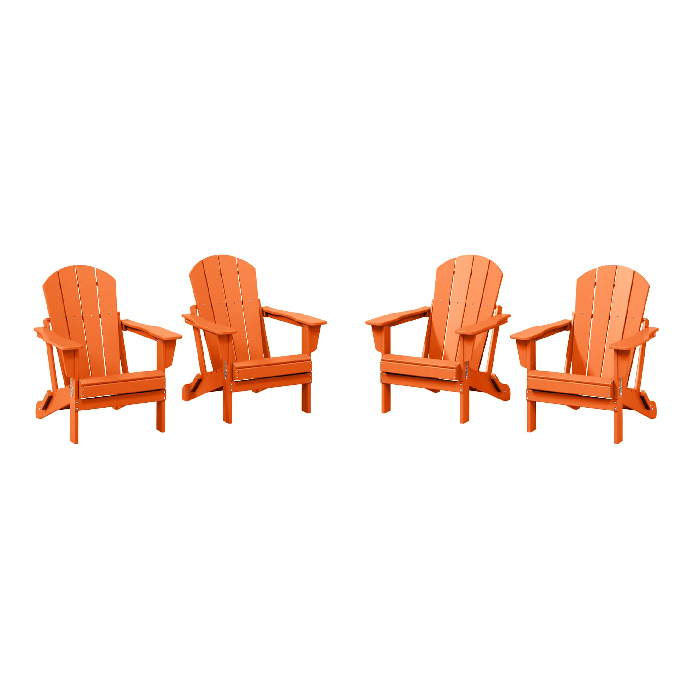 WestinTrends - Malibu Outdoor HDPE Folding Poly Adirondack Chairs (Set of 4) - Orange