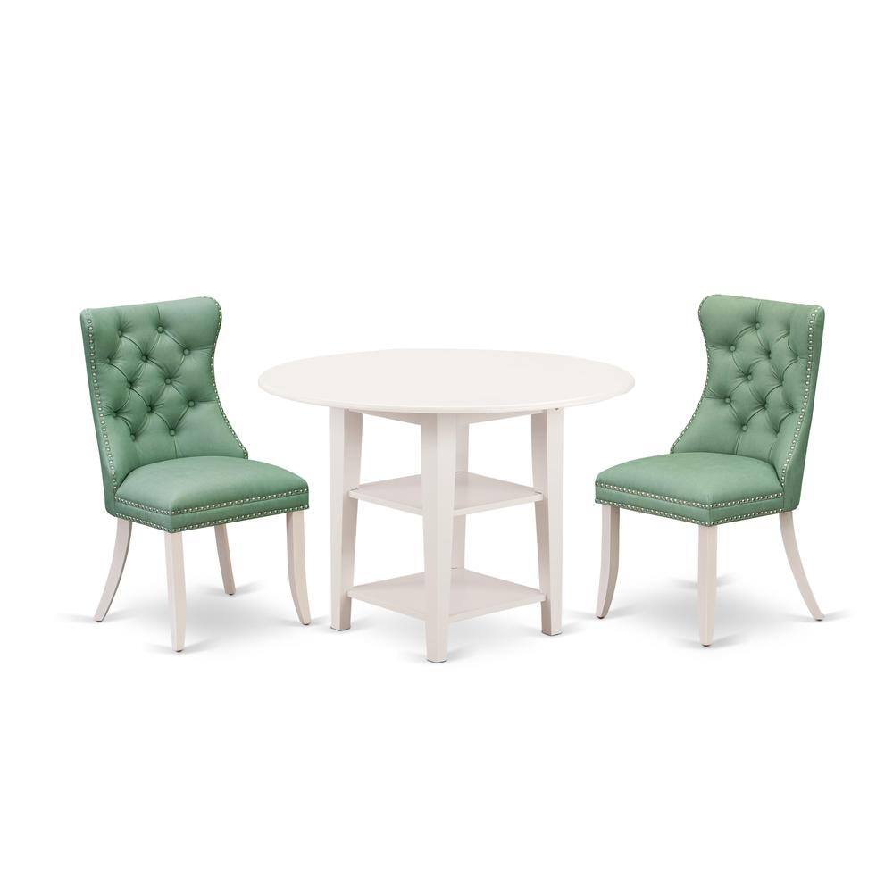 Angle. East West Furniture - 3 Piece Dinette Set - White.