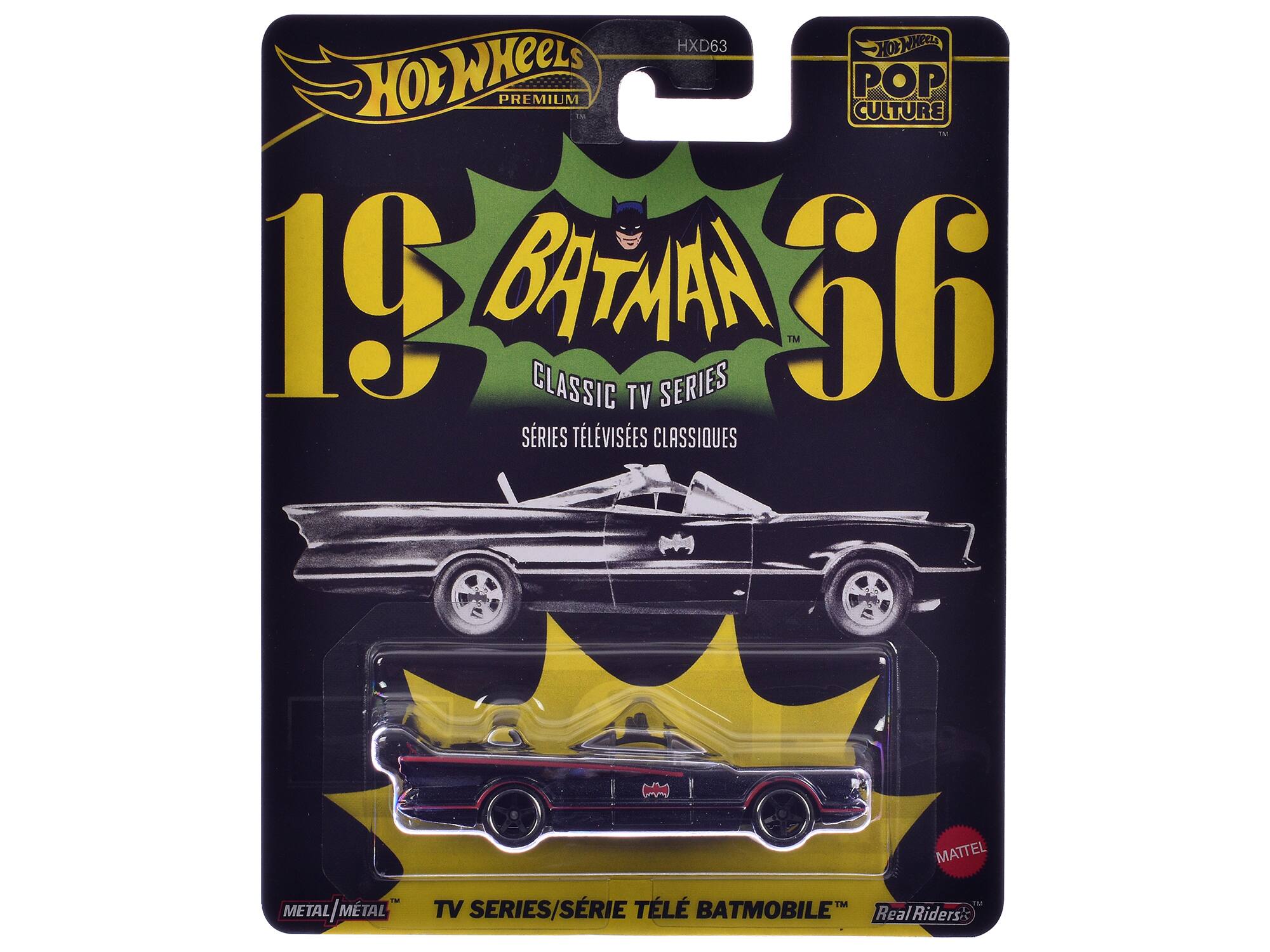 Hot Wheels Premium Pop Culture 1956 Batman Classic TV Series Série Télévisées Classiques Mattel Metal/Metal TV Series/Série Télé Batmobile Real Riders