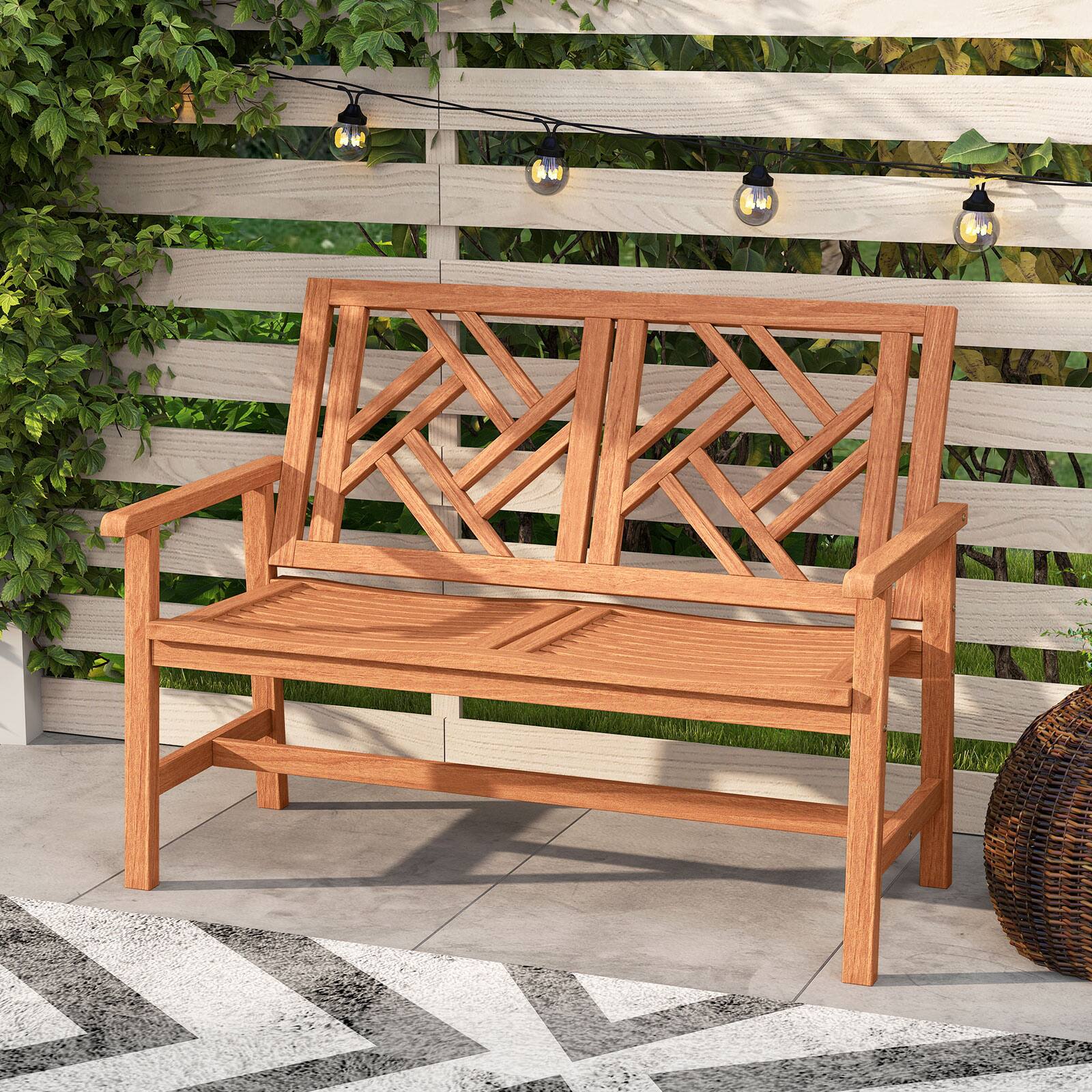 Alt View 1. Gymax - Gymax 2-Person Garden Bench w/Ergonomic Backrest Smooth Armrests for Porch Backyard - Yellow.