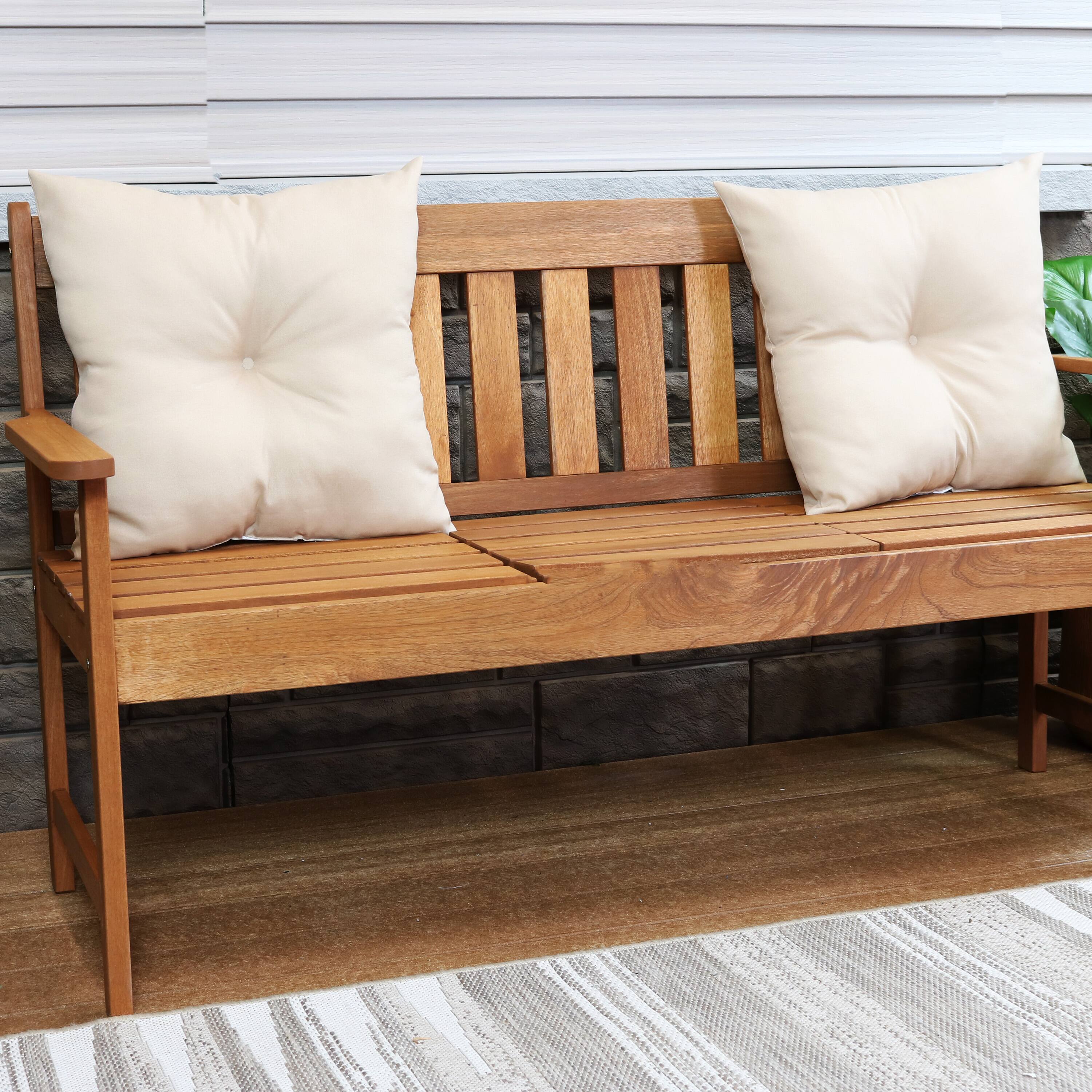 Alt View 4. Sunnydaze - Outdoor Square Tufted Back Cushion - 19 in - Beige.