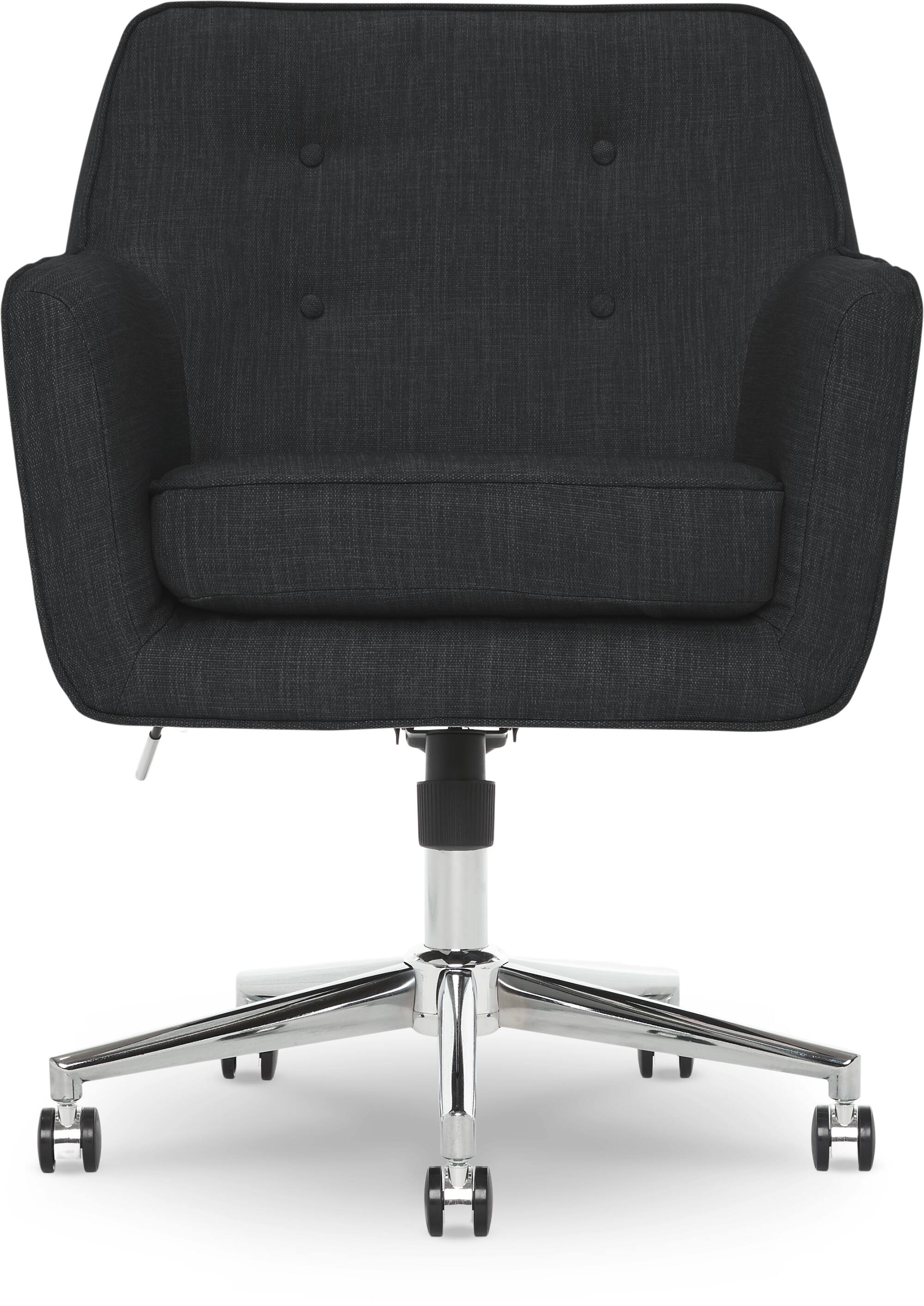 Angle. Serta - Home Office Chair in Serta Memory Foam Vanity Chair with Button Tufted Mid-Back Padded Arms Reclining Swivel Fabric - Charcoal Gray.