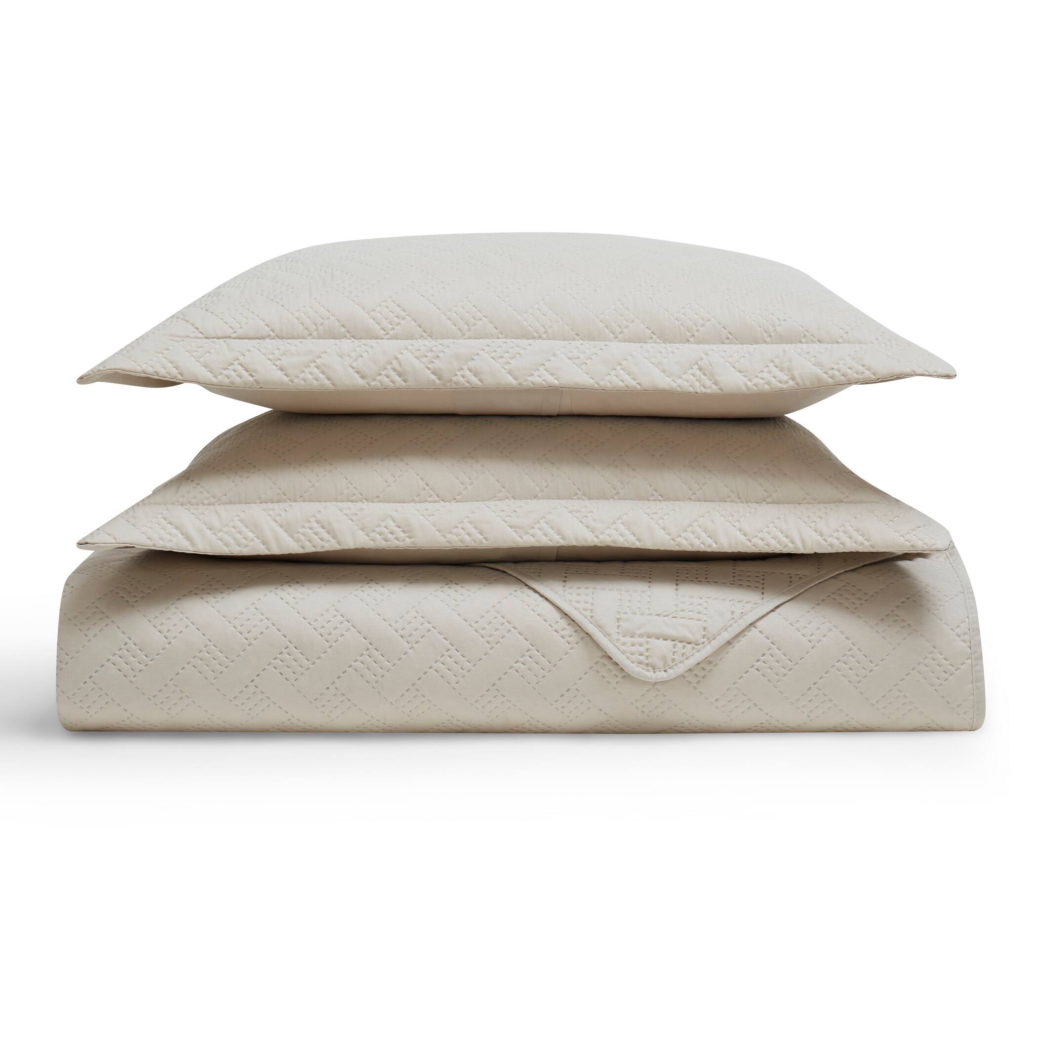 Left. Dan River - Dan River 2 Piece Basket Pinsonic 1 quilt 1 sham - Oatmeal.