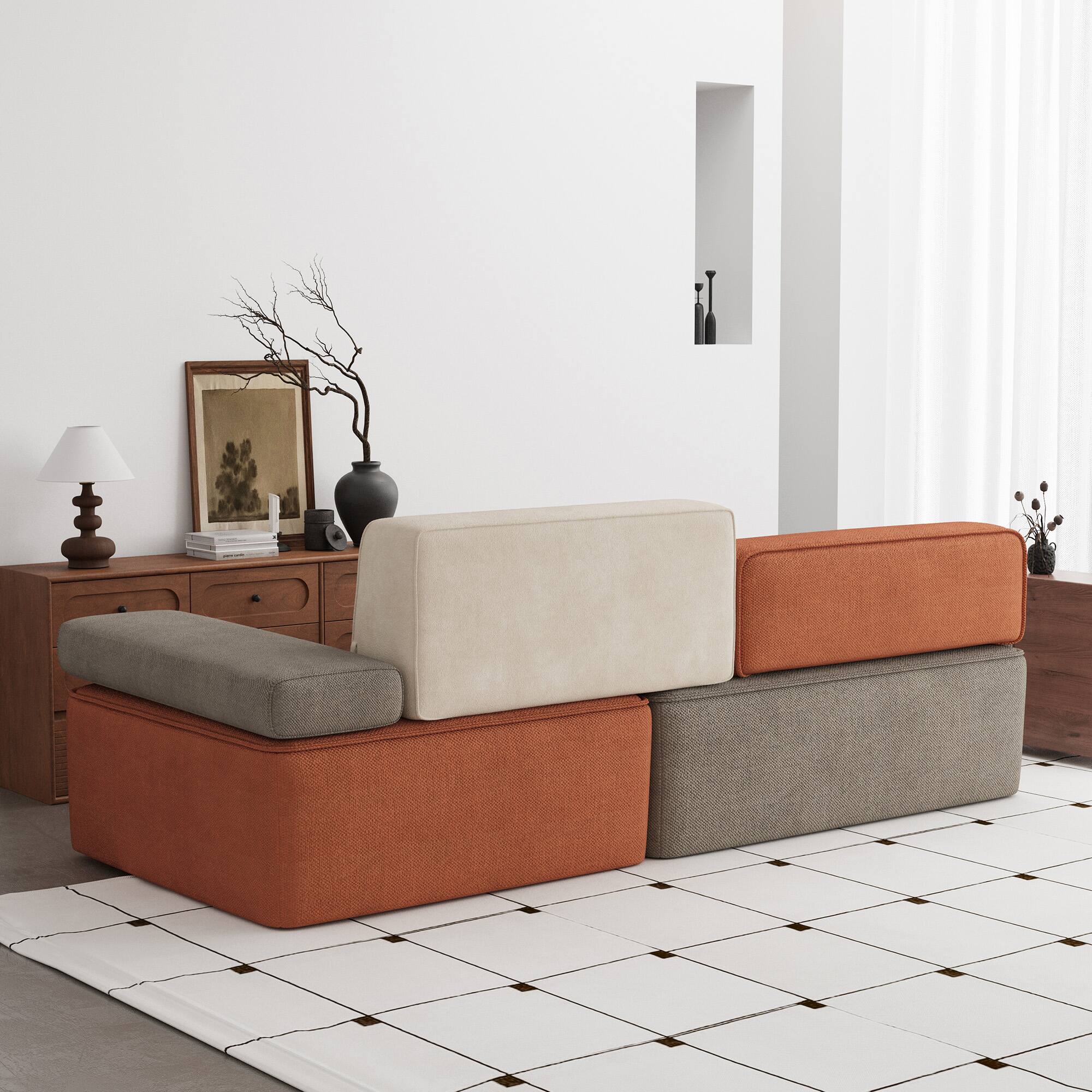 Alt View 4. luck idea - Cute Paw Plush Pillow - Soft Cushion for Home Decor & Comfort - White and Brown.