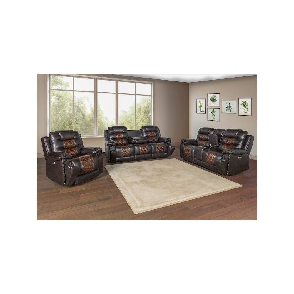 Left. New Classic Furniture - Nikko Glider Recliner W/Pwr Fr-Brown - Brown.